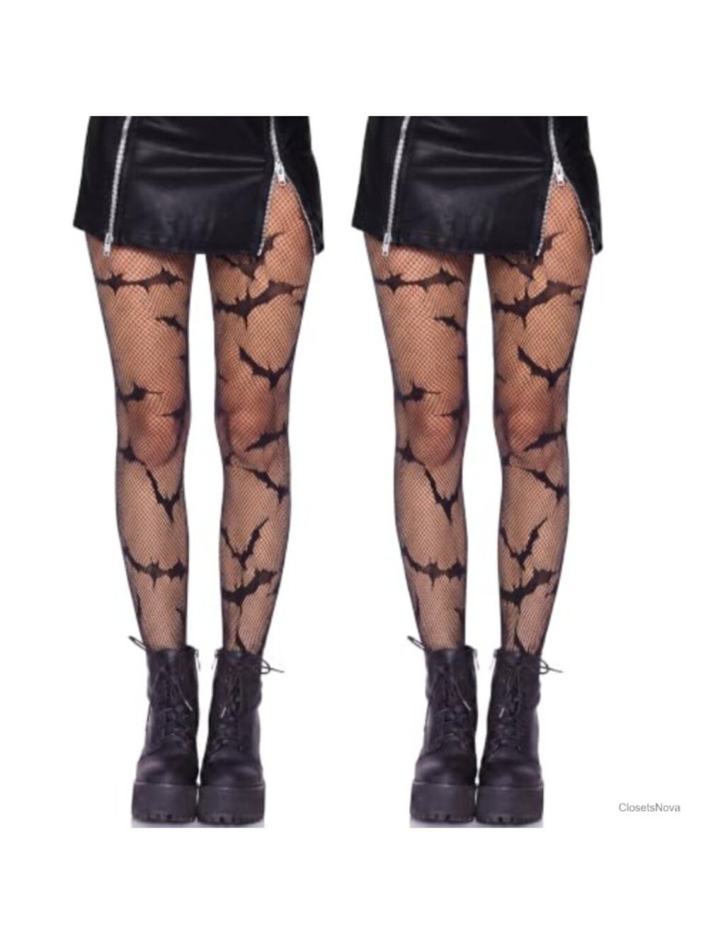 2 Pairs Women's Fishnet Stockings Halloween Bat Pattern Tights